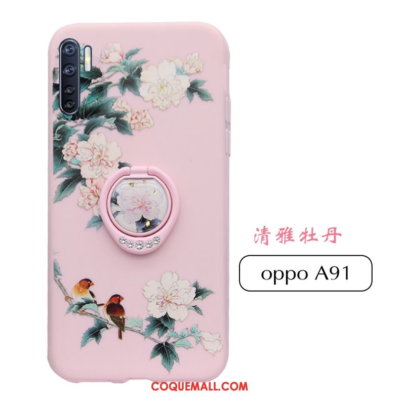 Étui Oppo A91 Rose Personnalité Tout Compris, Coque Oppo A91 Gaufrage Téléphone Portable