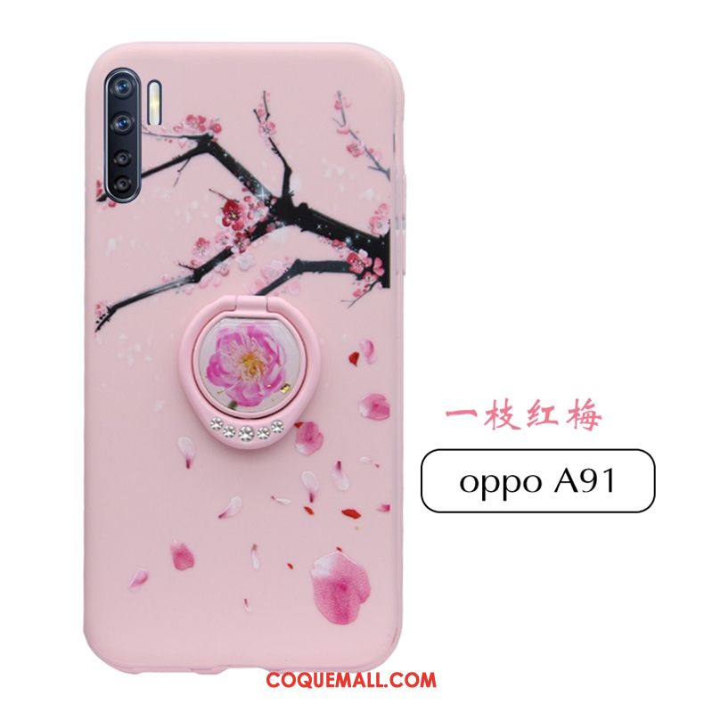 Étui Oppo A91 Rose Personnalité Tout Compris, Coque Oppo A91 Gaufrage Téléphone Portable