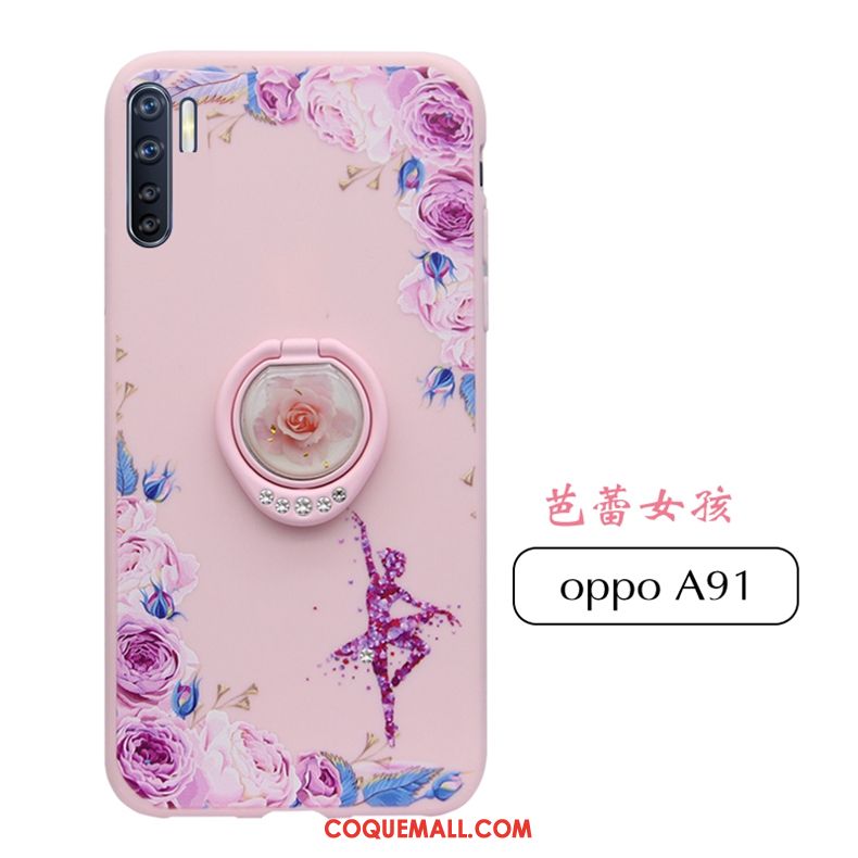 Étui Oppo A91 Rose Personnalité Tout Compris, Coque Oppo A91 Gaufrage Téléphone Portable