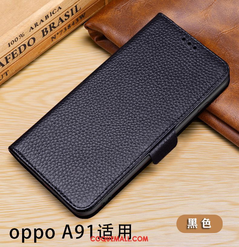 Étui Oppo A91 Téléphone Portable Protection En Cuir, Coque Oppo A91 Cuir Véritable Incassable Braun