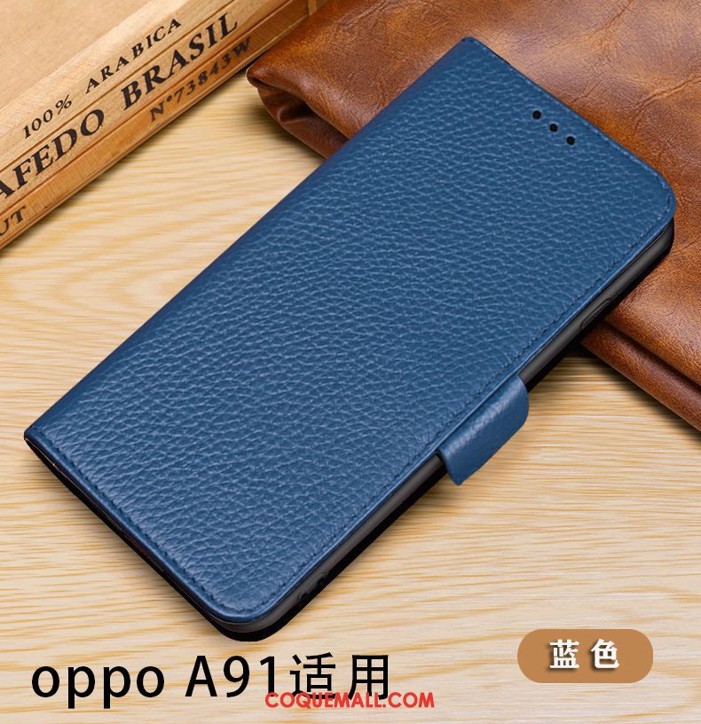 Étui Oppo A91 Téléphone Portable Protection En Cuir, Coque Oppo A91 Cuir Véritable Incassable Braun