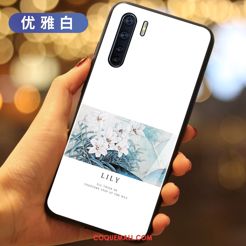 Étui Oppo A91 Verre Blanc Téléphone Portable, Coque Oppo A91 Tout Compris