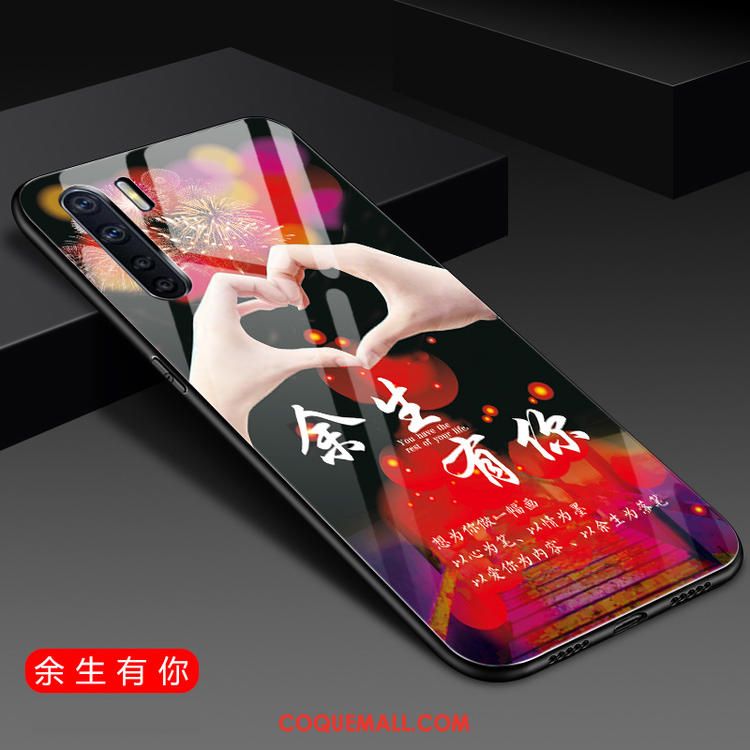 Étui Oppo A91 Verre Rouge Ornements Suspendus, Coque Oppo A91 Incassable Téléphone Portable