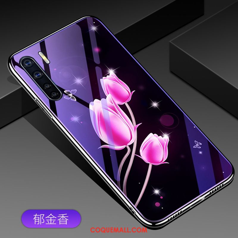 Étui Oppo A91 Violet Créatif Nouveau, Coque Oppo A91 Verre Tout Compris