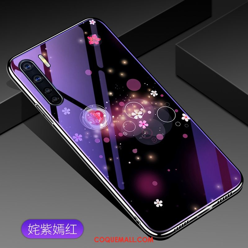 Étui Oppo A91 Violet Créatif Nouveau, Coque Oppo A91 Verre Tout Compris