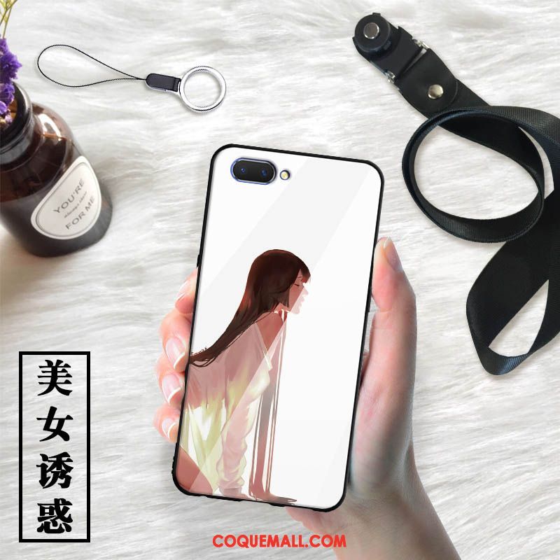 Étui Oppo Ax5 Blanc Verre Incassable, Coque Oppo Ax5 Téléphone Portable Dessin Animé