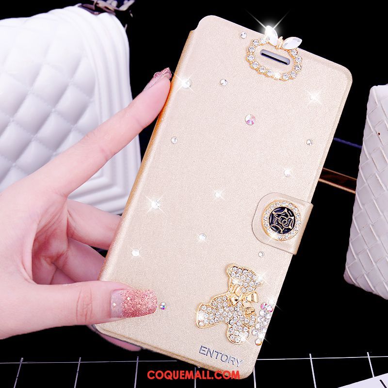 Étui Oppo Ax5 Incruster Strass Téléphone Portable Blanc, Coque Oppo Ax5 Étui En Cuir