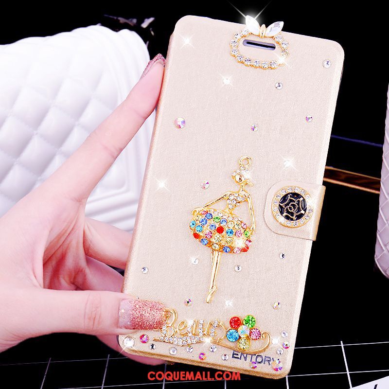 Étui Oppo Ax5 Incruster Strass Téléphone Portable Blanc, Coque Oppo Ax5 Étui En Cuir