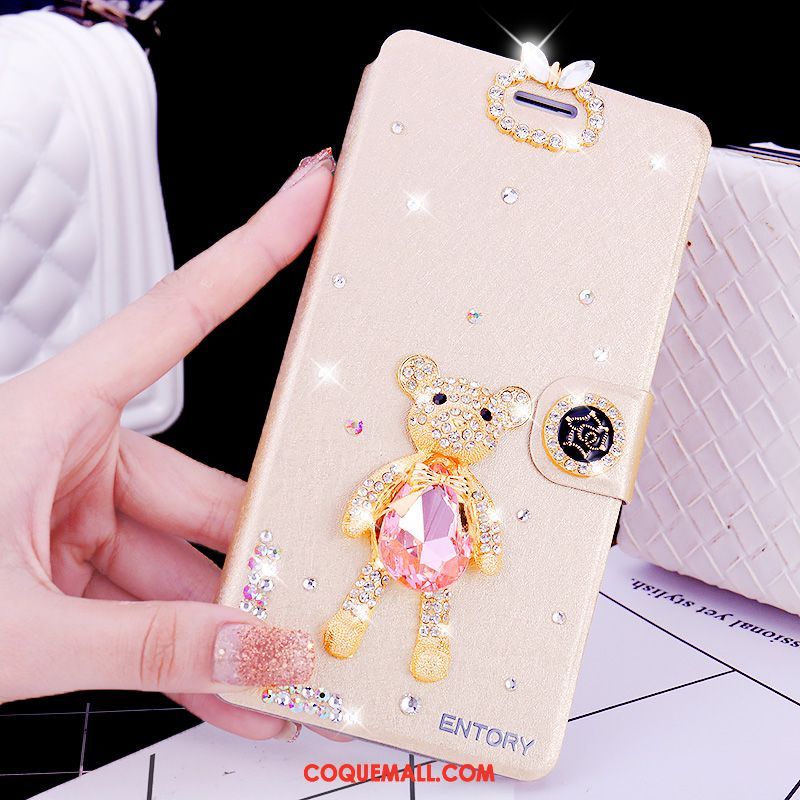 Étui Oppo Ax5 Incruster Strass Téléphone Portable Blanc, Coque Oppo Ax5 Étui En Cuir