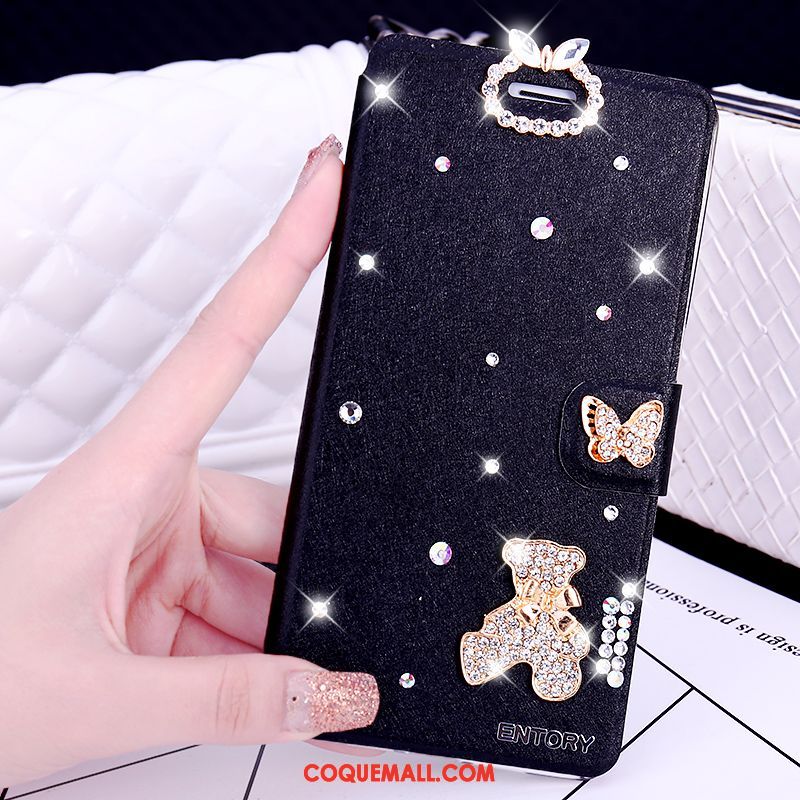 Étui Oppo Ax5 Incruster Strass Téléphone Portable Blanc, Coque Oppo Ax5 Étui En Cuir