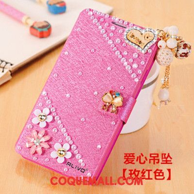 Étui Oppo Ax5 Téléphone Portable Strass Rouge, Coque Oppo Ax5 Étoile Incassable