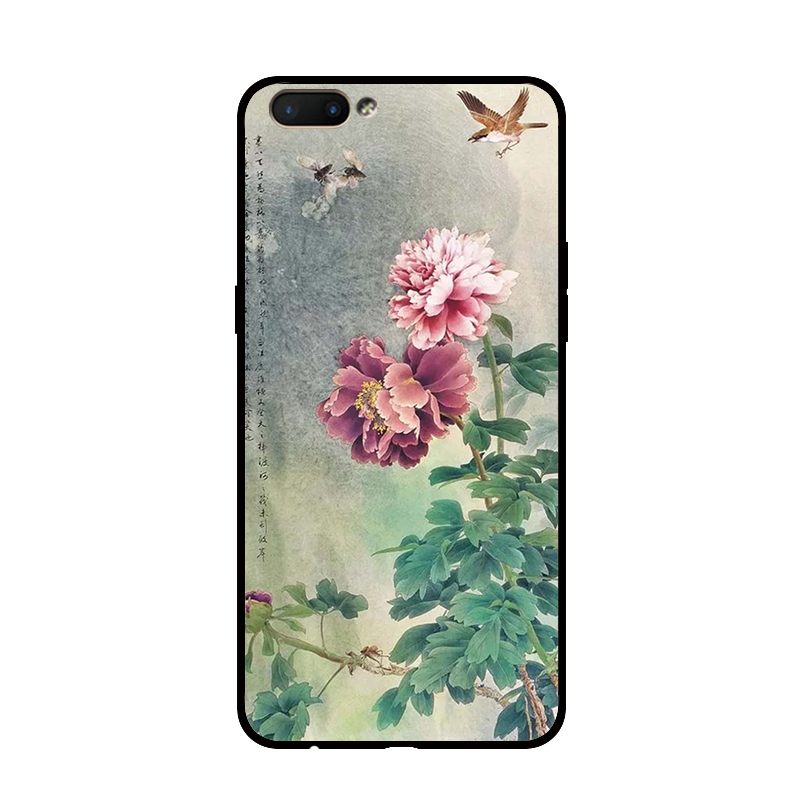 Étui Oppo Ax5 Vintage Pivoine Vert, Coque Oppo Ax5 Art Téléphone Portable