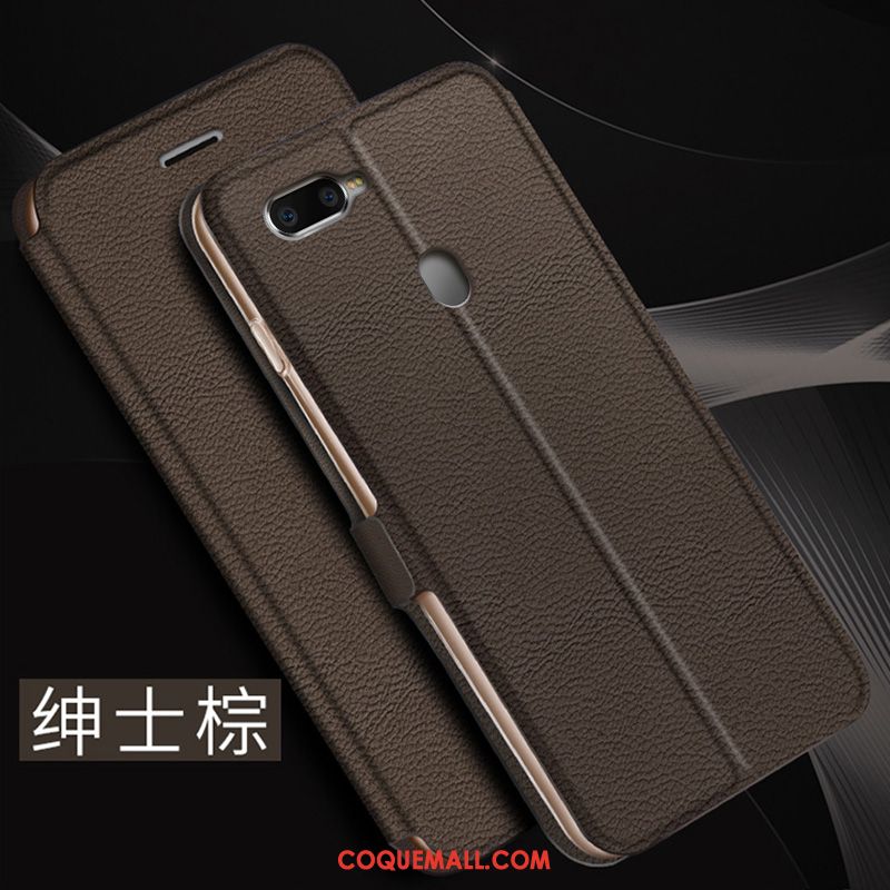 Étui Oppo Ax7 Clamshell En Cuir Fluide Doux, Coque Oppo Ax7 Silicone Protection