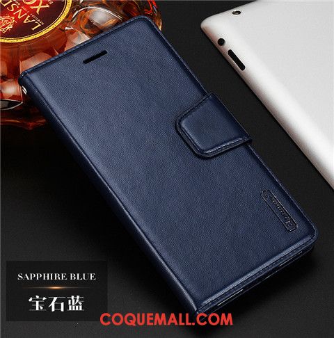 Étui Oppo Ax7 Fluide Doux Cuir Véritable En Cuir, Coque Oppo Ax7 Incassable Bleu