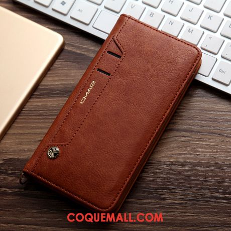 Étui Oppo Ax7 Incassable En Cuir Protection, Coque Oppo Ax7 Rouge Carte