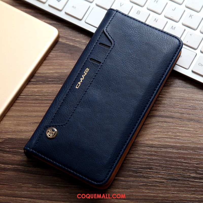 Étui Oppo Ax7 Incassable En Cuir Protection, Coque Oppo Ax7 Rouge Carte