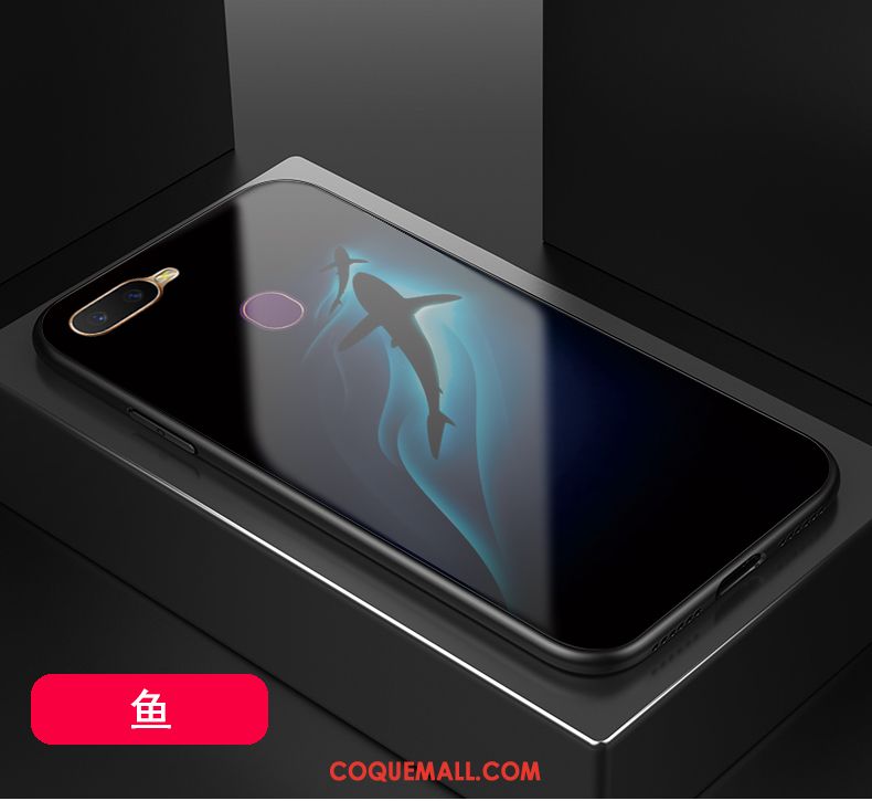 Étui Oppo Ax7 Noir Verre Dessin Animé, Coque Oppo Ax7 Net Rouge Europe