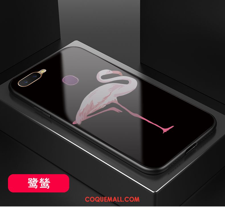 Étui Oppo Ax7 Noir Verre Dessin Animé, Coque Oppo Ax7 Net Rouge Europe