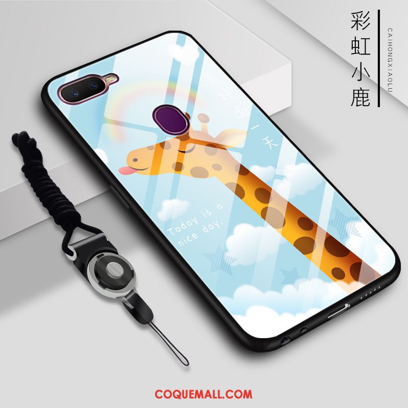 Étui Oppo Ax7 Téléphone Portable Verre Charmant, Coque Oppo Ax7 Dessin Animé Bleu Marin