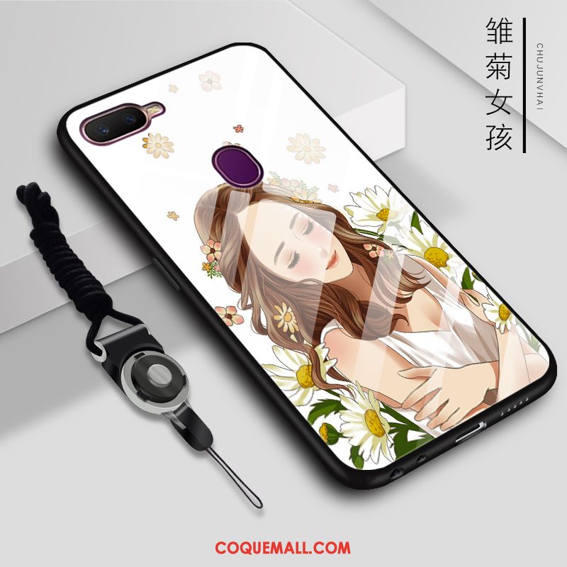 Étui Oppo Ax7 Téléphone Portable Verre Charmant, Coque Oppo Ax7 Dessin Animé Bleu Marin