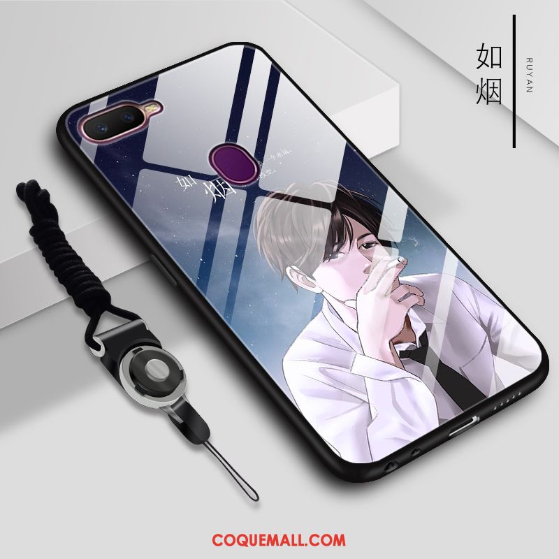 Étui Oppo Ax7 Téléphone Portable Verre Charmant, Coque Oppo Ax7 Dessin Animé Bleu Marin