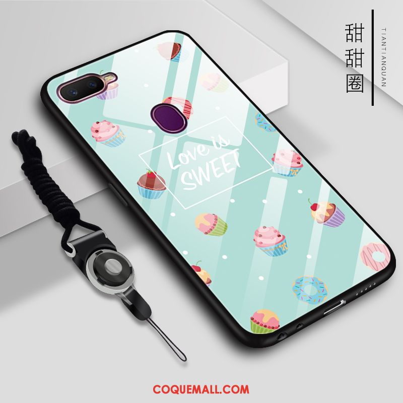 Étui Oppo Ax7 Téléphone Portable Verre Charmant, Coque Oppo Ax7 Dessin Animé Bleu Marin