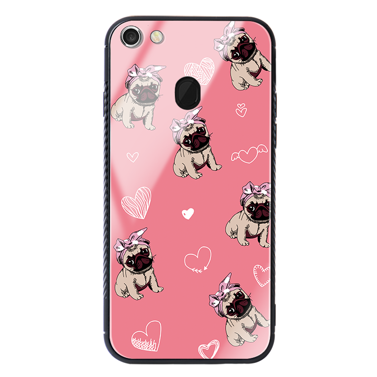 Étui Oppo F5 Charmant Rose Amour, Coque Oppo F5 Mignonne Chiens