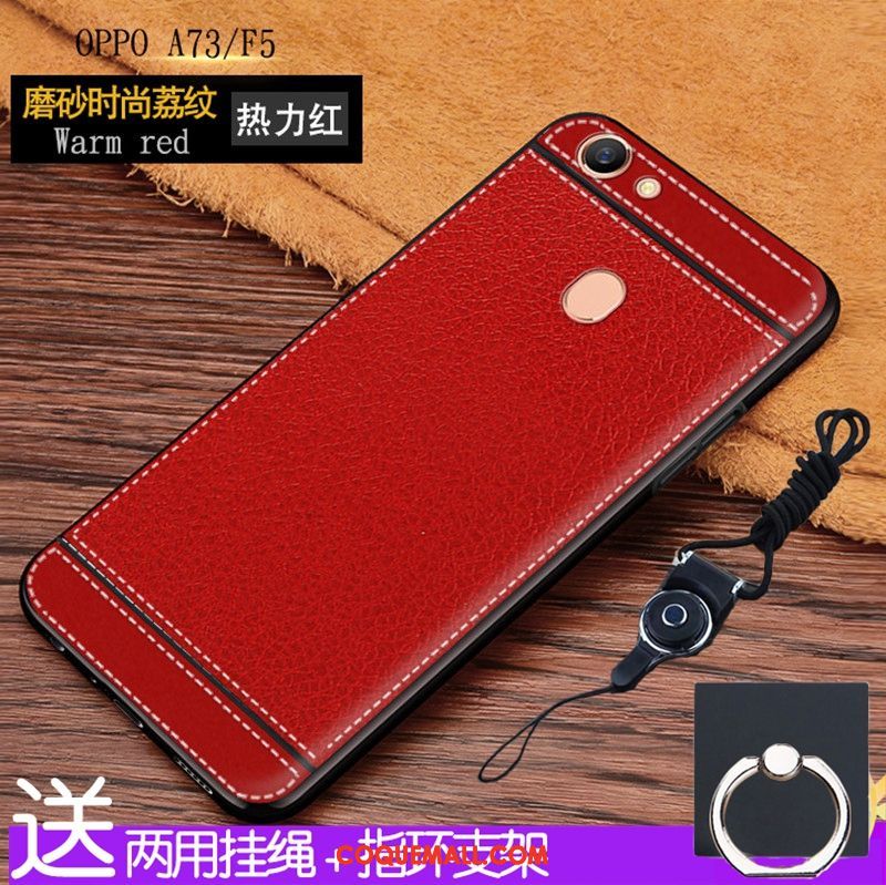 Étui Oppo F5 Fluide Doux Rouge Incassable, Coque Oppo F5 Téléphone Portable Protection