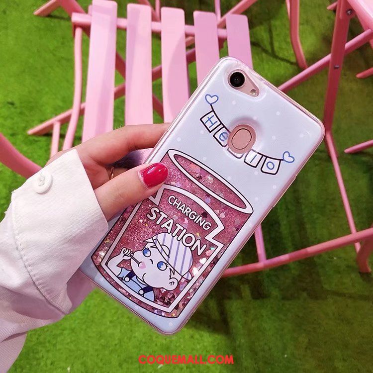 Étui Oppo F5 Liquide Tendance Quicksand, Coque Oppo F5 Rose Téléphone Portable