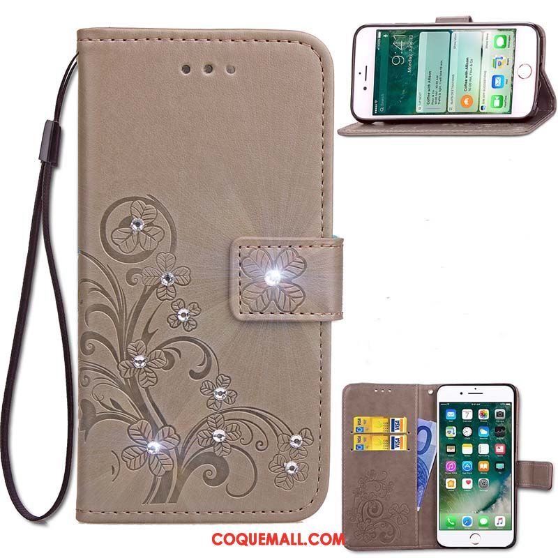 Étui Oppo F5 Tout Compris Strass Protection, Coque Oppo F5 Fluide Doux Cuir