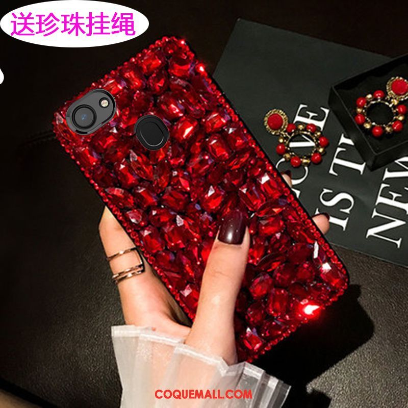 Étui Oppo F5 Téléphone Portable Tendance Luxe, Coque Oppo F5 Strass Net Rouge