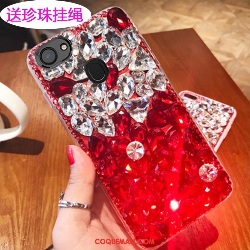 Étui Oppo F5 Téléphone Portable Tendance Luxe, Coque Oppo F5 Strass Net Rouge