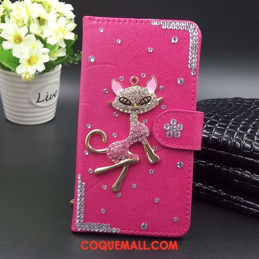 Étui Oppo F5 Étui En Cuir Rouge Téléphone Portable, Coque Oppo F5 Strass