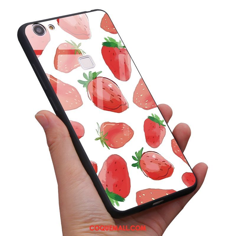 Étui Oppo F7 Petit Frais Fraise, Coque Oppo F7 Incassable Verre