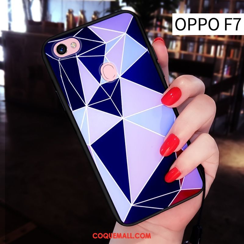 Étui Oppo F7 Silicone Losange Foncé, Coque Oppo F7 Rouge Créatif