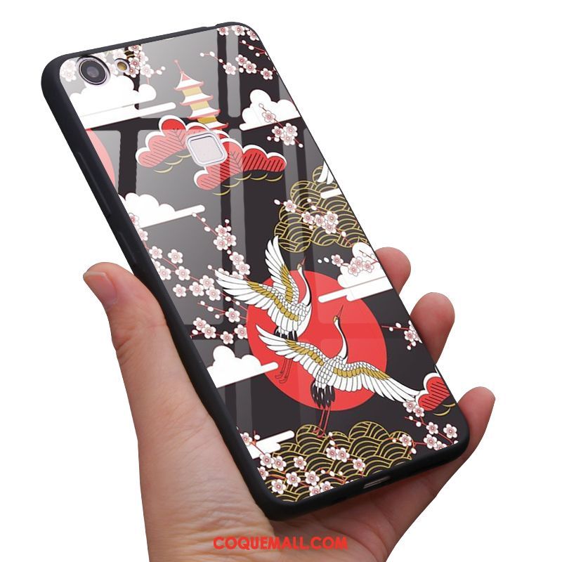 Étui Oppo F7 Style Chinois Rose Grue, Coque Oppo F7 Vent Vintage