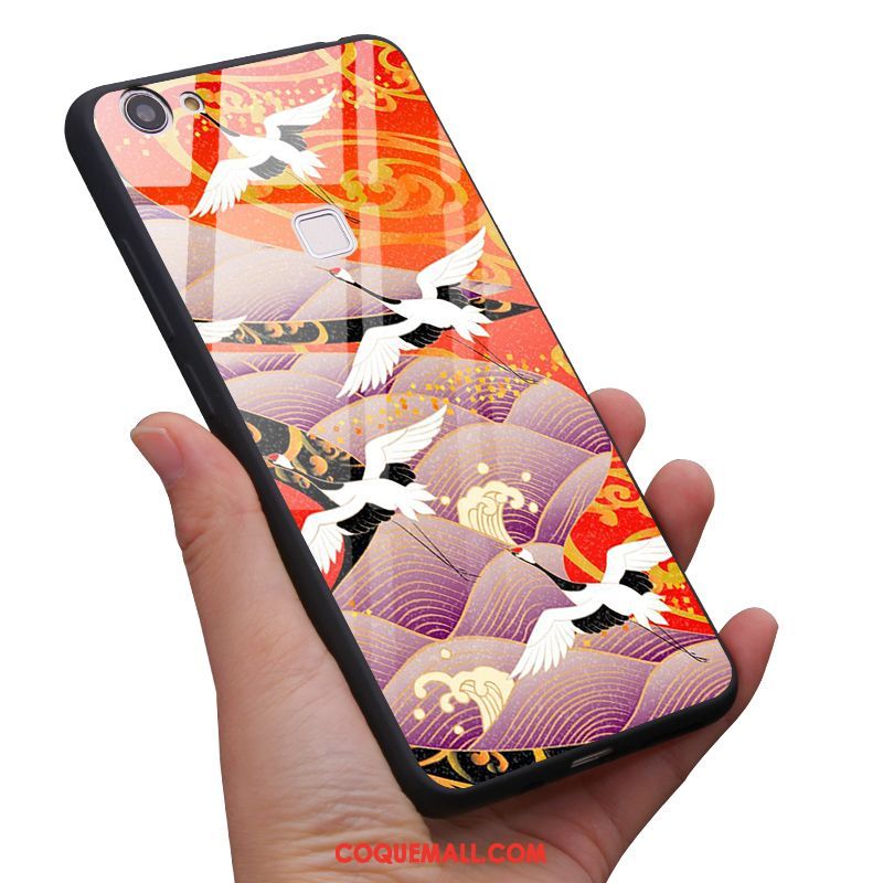 Étui Oppo F7 Style Chinois Rose Grue, Coque Oppo F7 Vent Vintage