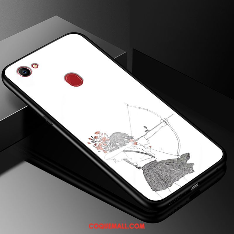 Étui Oppo F7 Verre Simple Art, Coque Oppo F7 Silicone Blanc