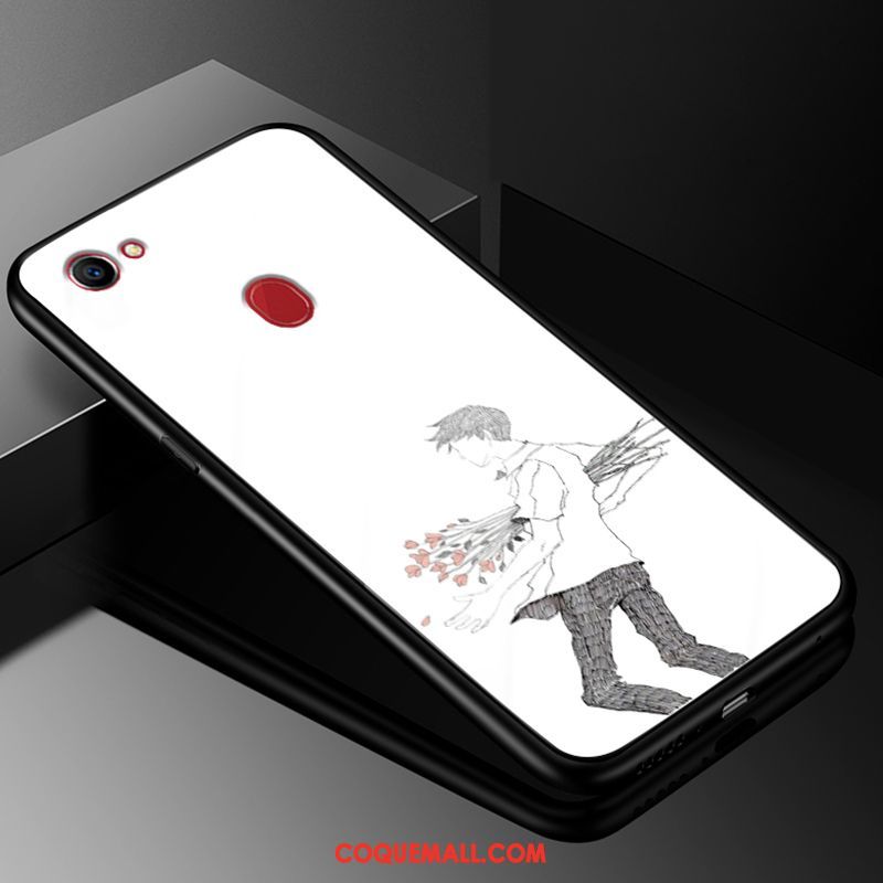 Étui Oppo F7 Verre Simple Art, Coque Oppo F7 Silicone Blanc