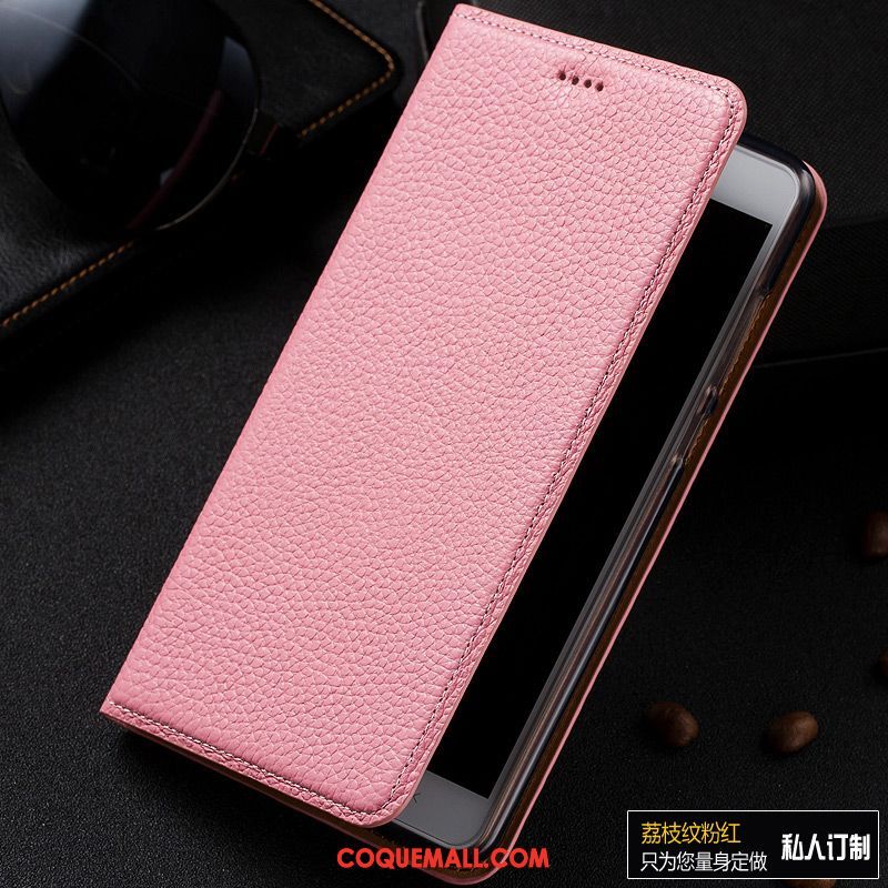 Étui Oppo F7 Youth Bleu Protection Cuir Véritable, Coque Oppo F7 Youth Litchi Téléphone Portable