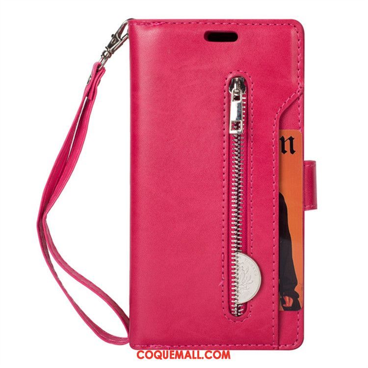 Étui Oppo F7 Youth Téléphone Portable Ornements Suspendus Carte, Coque Oppo F7 Youth Rouge Sac Carte