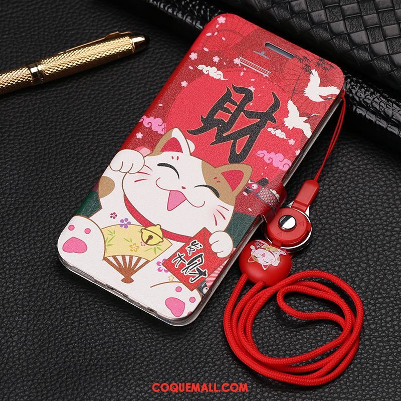 Étui Oppo F7 Étui En Cuir Incassable Fluide Doux, Coque Oppo F7 Protection Rouge