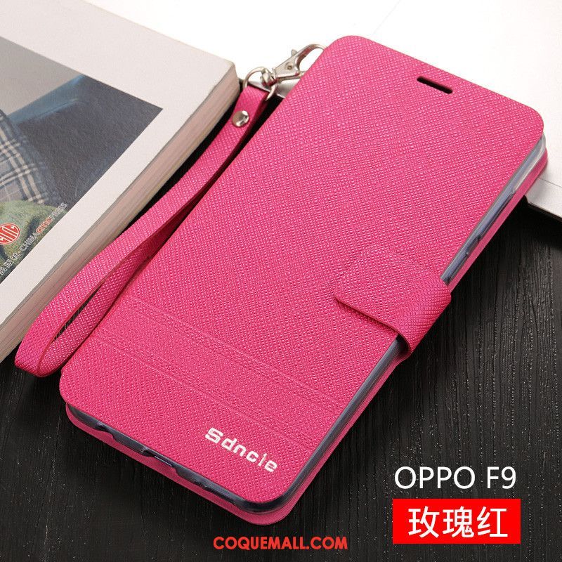 Étui Oppo F9 Clamshell Bleu Tendance, Coque Oppo F9 Étui En Cuir Incassable