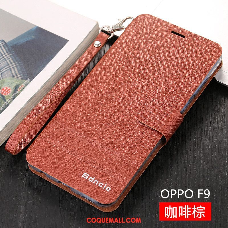 Étui Oppo F9 Clamshell Bleu Tendance, Coque Oppo F9 Étui En Cuir Incassable