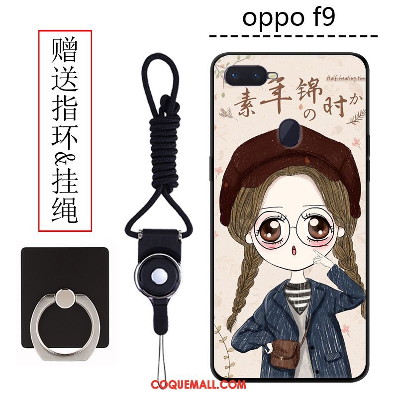 Étui Oppo F9 Dessin Animé Délavé En Daim Incassable, Coque Oppo F9 Téléphone Portable Personnalité