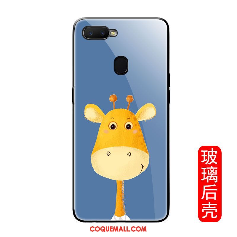 Étui Oppo F9 Incassable Téléphone Portable Verre, Coque Oppo F9 Bleu Animal