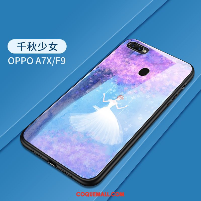 Étui Oppo F9 Peinture Téléphone Portable Tout Compris, Coque Oppo F9 Créatif Verre Trempé