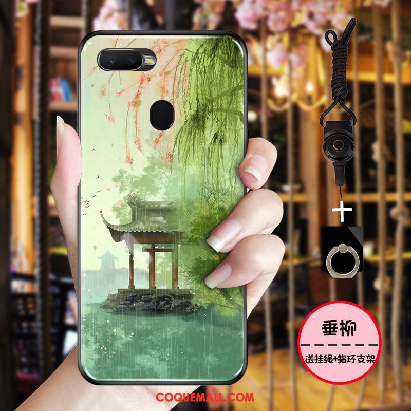 Étui Oppo F9 Protection Tout Compris Style Chinois, Coque Oppo F9 Simple Encre