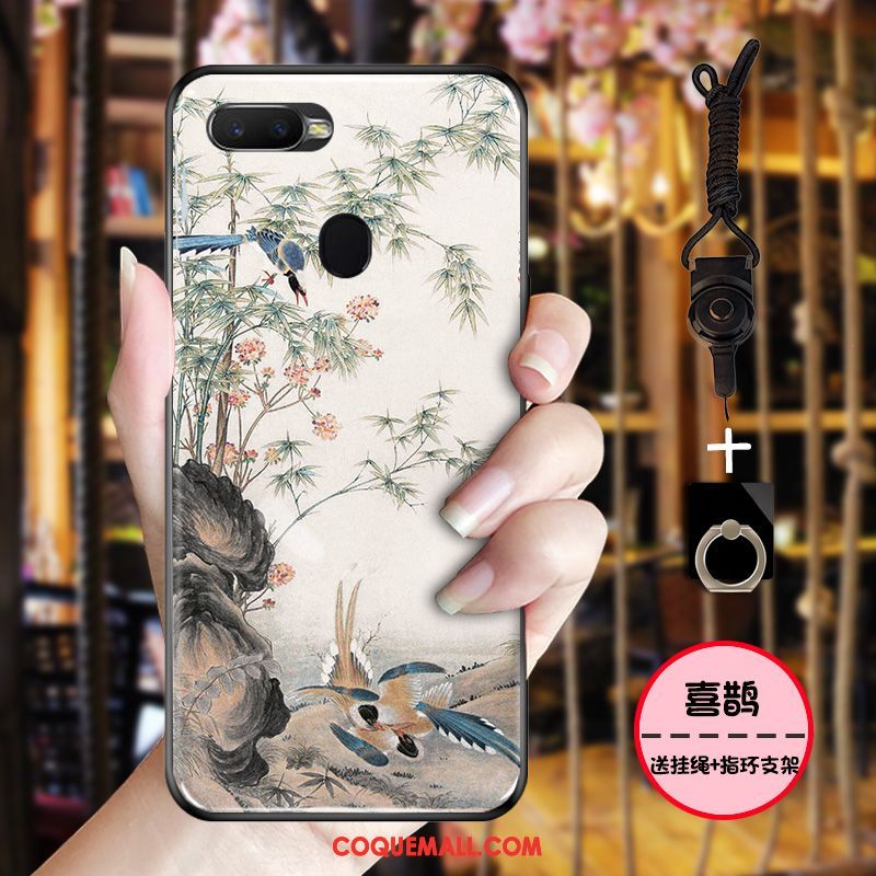 Étui Oppo F9 Protection Tout Compris Style Chinois, Coque Oppo F9 Simple Encre