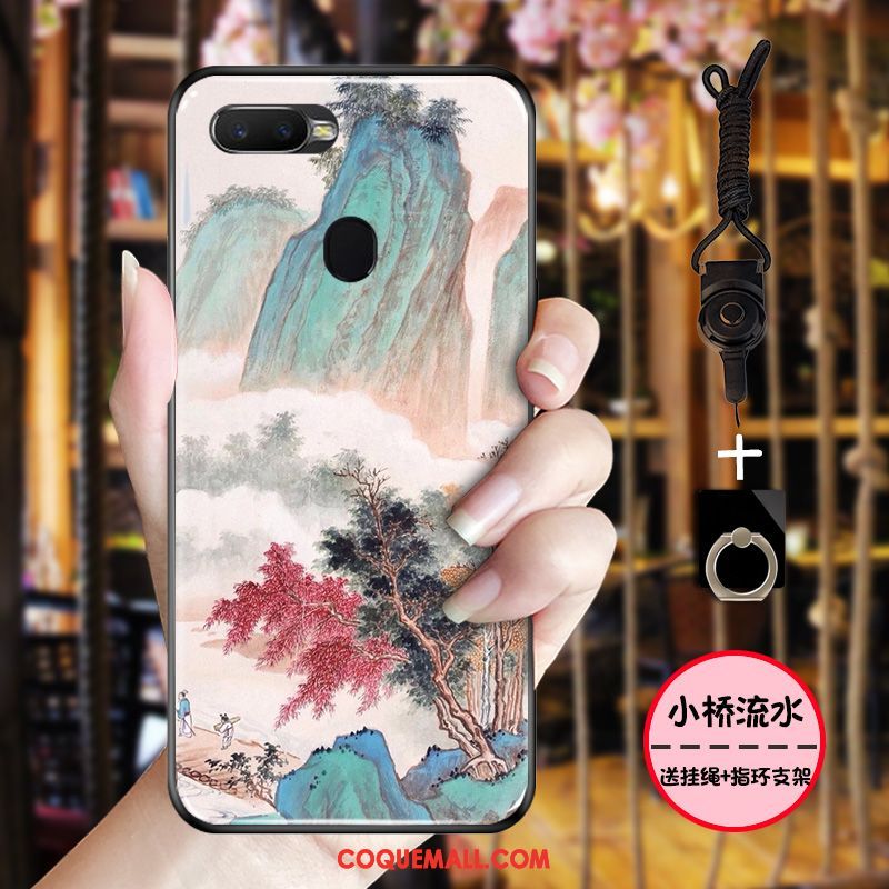 Étui Oppo F9 Protection Tout Compris Style Chinois, Coque Oppo F9 Simple Encre